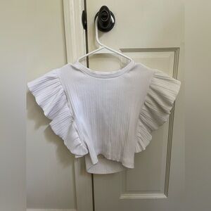 Zara White Flared Sleeve Crop Top